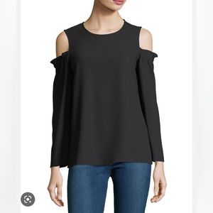 NWT Club Monaco Nyelli Crewneck Cold-Shoulder Crepe Top